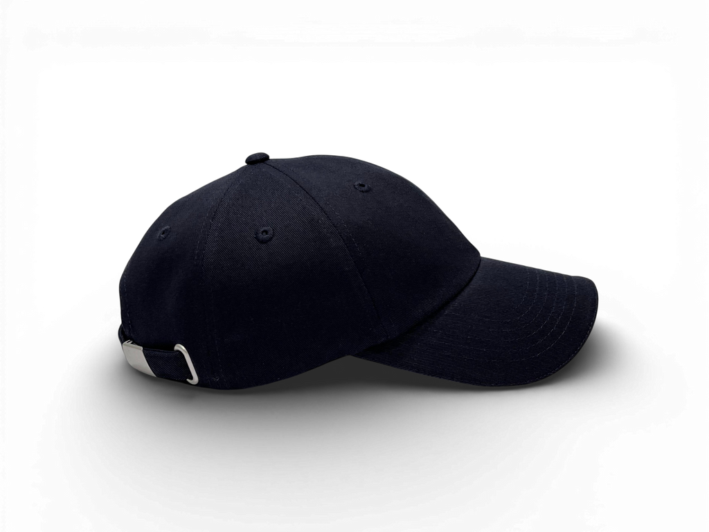Seitenansicht der Keiytex Plain Premium Dad Cap in dark blue