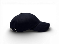 Seitenansicht der Keiytex Plain Premium Dad Cap in dark blue